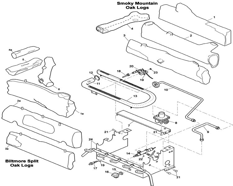 CCL3018N gas log parts for Comfort Glow CCL Natural gas ventfree gas logs  by Desa